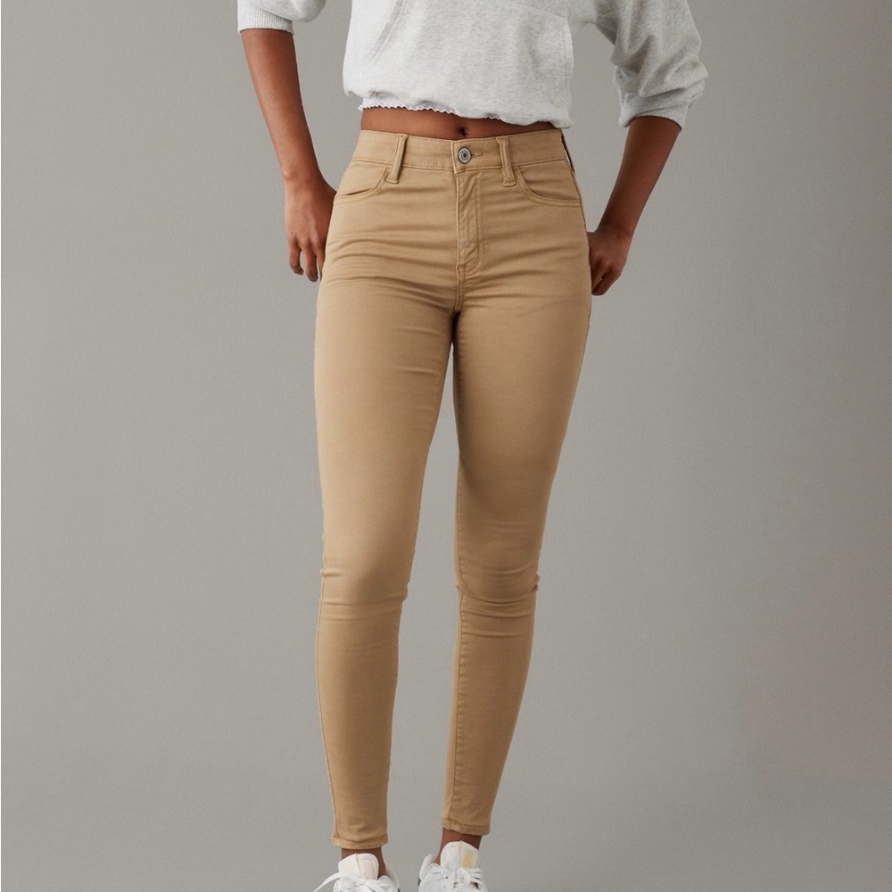 American Eagle Next Level Stretch High Rise Jegging Khaki Tan Size 2